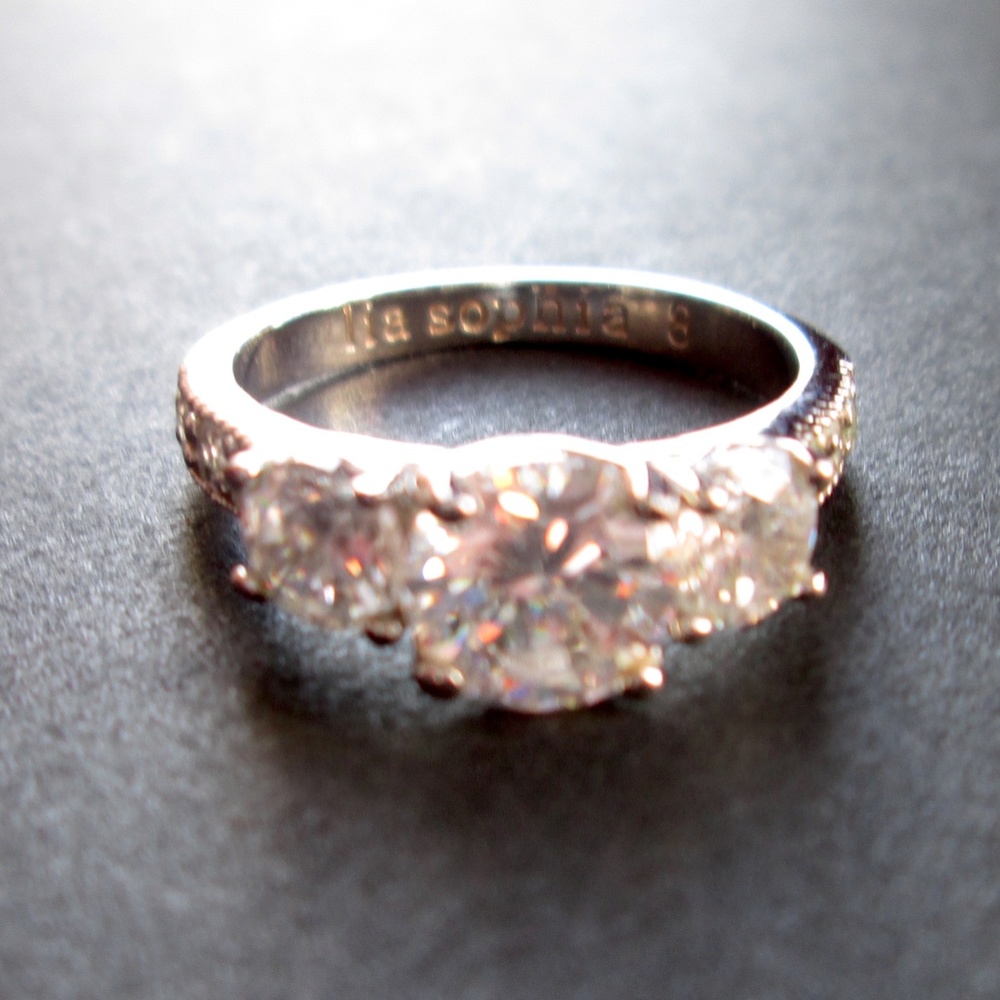 💍✨ Retired LIA SOPHIA BLANCA CZ Cubic Zirconia Sparkly Silver Tone Ring Size 8